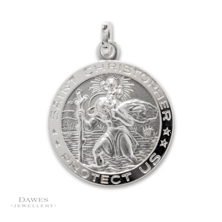 Silver St Christopher Pendant 22mm Round