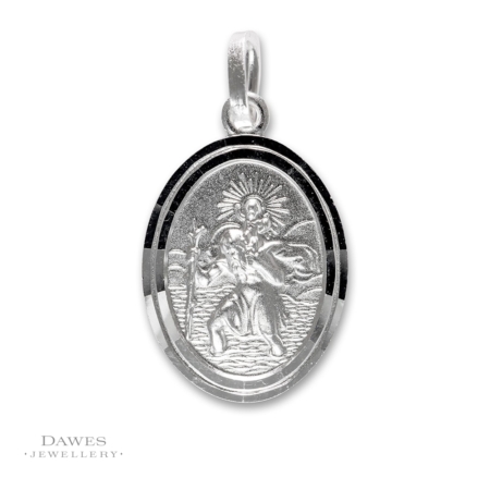 Sterling Silver Oval St Christopher Pendant
