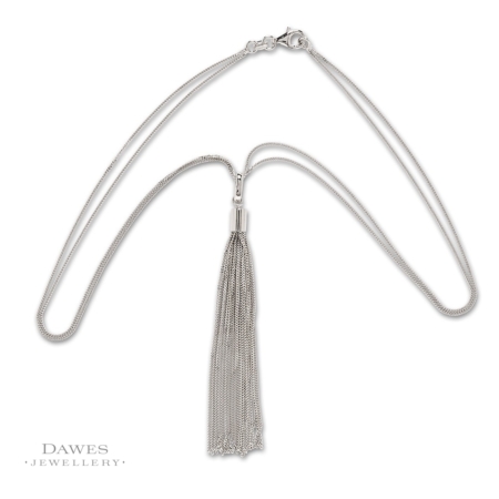 Silver Necklace With Silver Slide Tassle Pendant