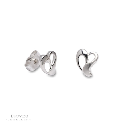 Silver Fancy Heart Shape Stud Earrings