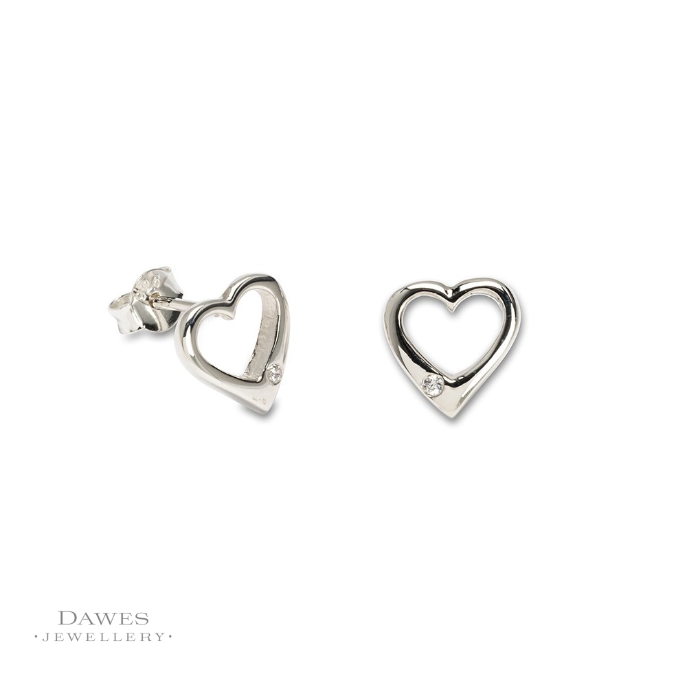 Sterling Silver Heart Shape Stud Earrings - Dawes Jewellery