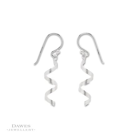 Sterling Silver Spiral Twist Drop Earrings