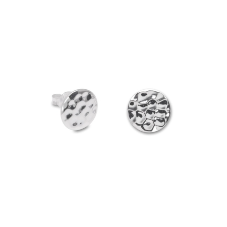 Sterling Silver Hammered Finish Stud Earrings