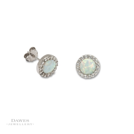 Sterling Silver Opal Stud Earrings