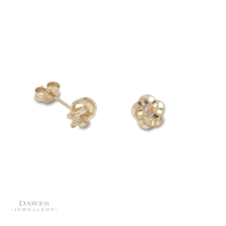 9ct Yellow Gold Diamond Cut Knot Stud Earrings