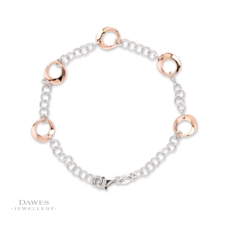 Silver and Rose Colour Twist Link Bracelet 19cm