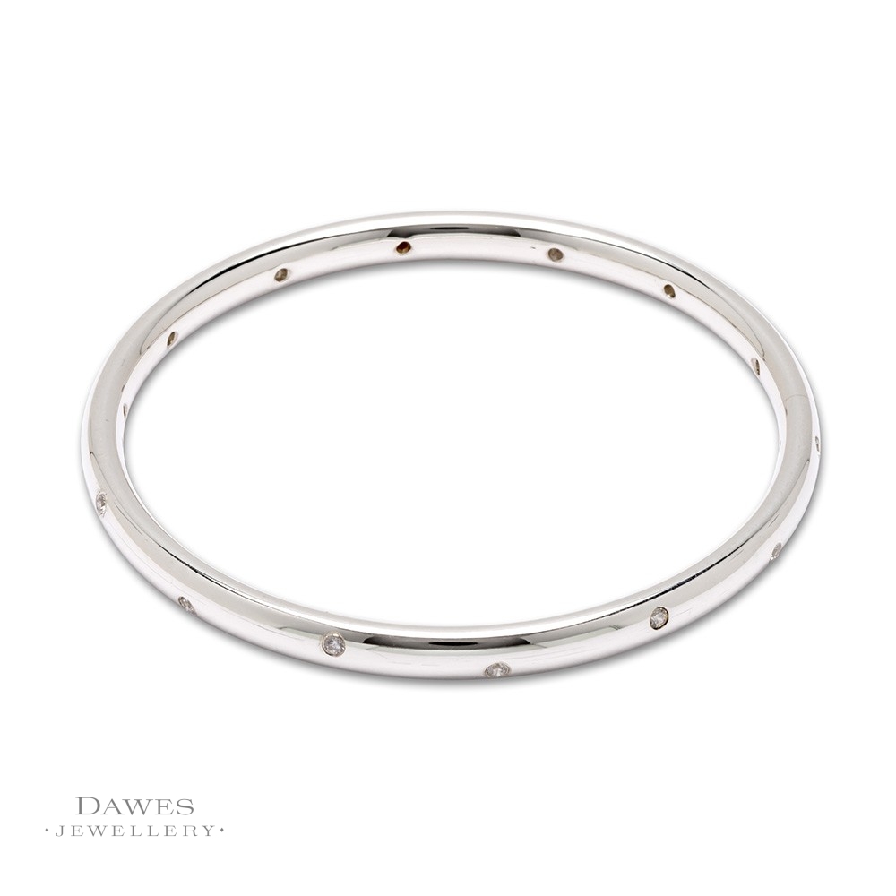 Sterling Silver Bangle With Cubic Zirconia - Dawes Jewellery