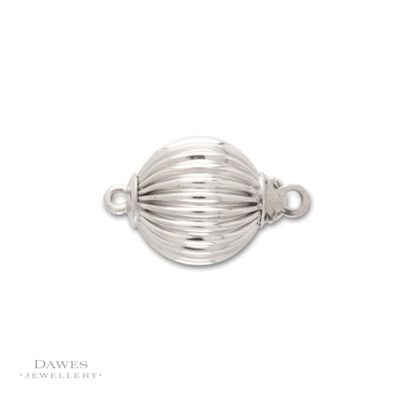 Sterling-Silver Fluted Ball Clasp 10mm Round