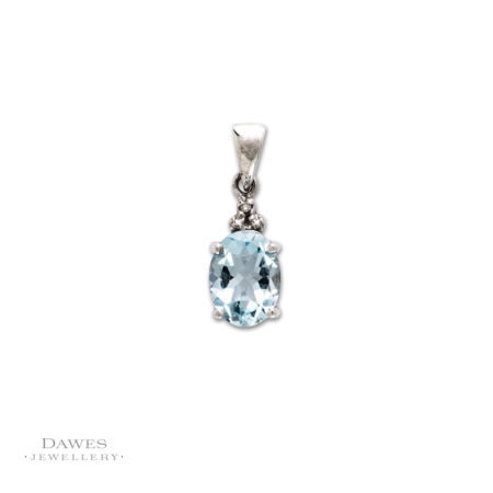 Sterling-Silver Blue Topaz and Diamond Pendant