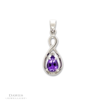 Sterling-Silver Amethyst and Diamond Pendant