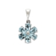 Sterling Silver Blue Topaz Diamond Flower Pendant