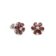 Silver Garnet and Diamond Flower Earrings
