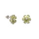 Silver Peridot and Diamond Flower Earrings