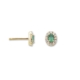 9ct Yellow Gold Emerald and Diamond Cluster Earrings
