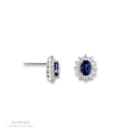 18ct White Gold Sapphire and Diamond Earrings