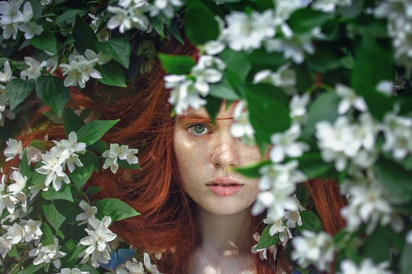 Mystical Woman with emerald coloured leaves